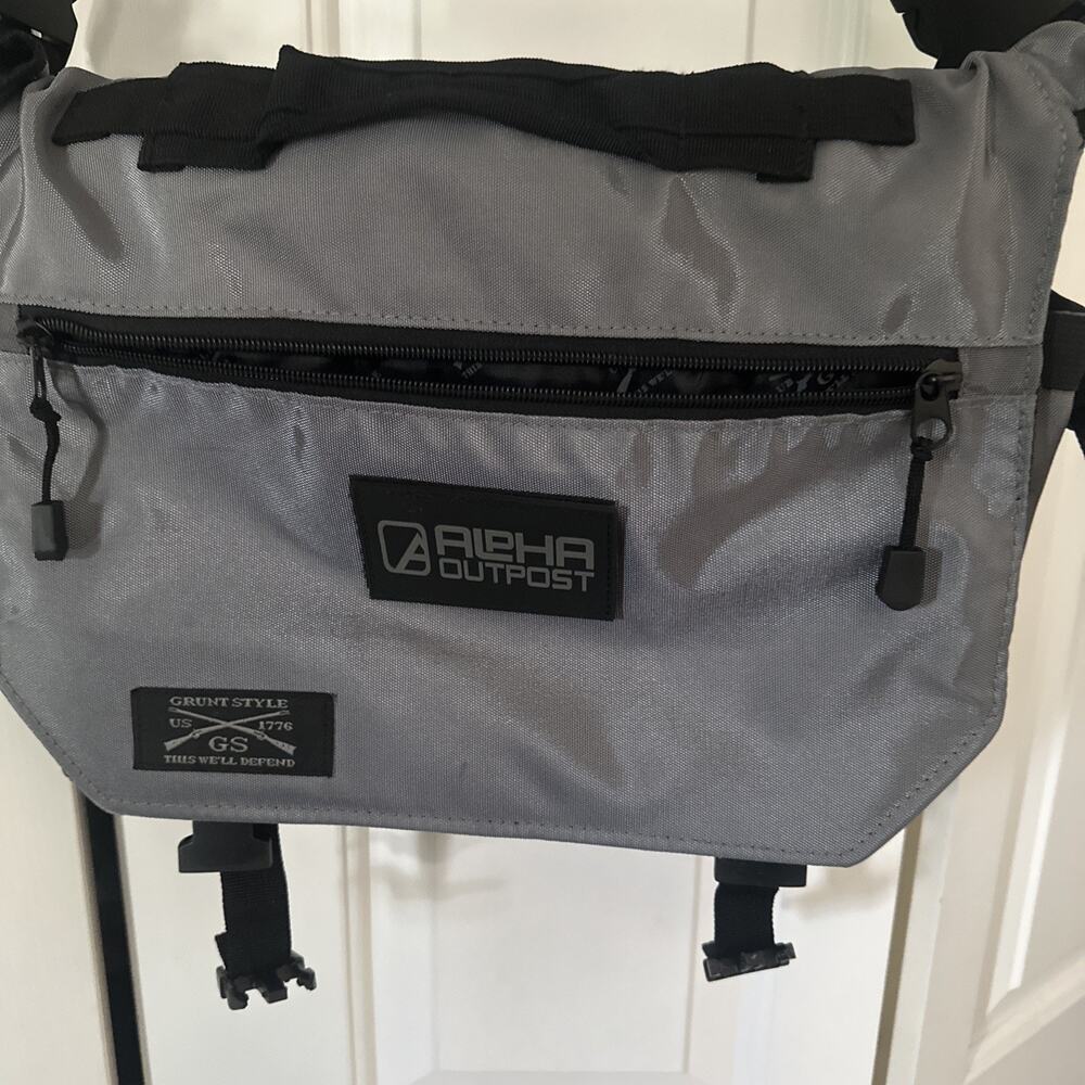 Alpha Outpost messenger bag collaboration w Grunt Style W 15 Patches & Keychain